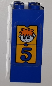 Stickered Assembly 2 x 2 x 4 with Boy and Number 5 Pattern (Sticker) - Set 3681 - 4 Brick 2 x 2