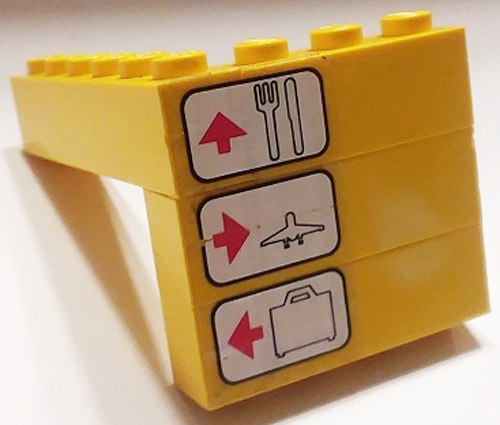 Stickered Assembly 6 x 4 x 3 with Airport Sign Directions Pattern (Sticker) - Set 6392 - 2 Brick 1 x 4, 1 Brick 1 x 3, 1 Brick 1 x 6