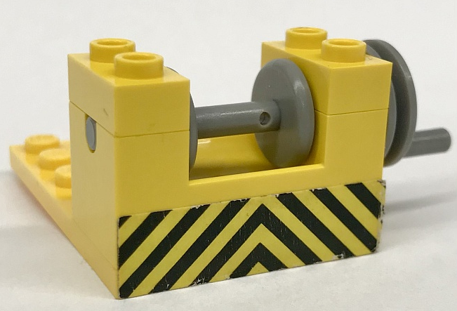 Stickered Assembly 6 x 4 x 2 1/3 with Black and Yellow Danger Stripes Pattern (Sticker) - Sets 558 / 670 - 1 Plate 4 x 6, 1 String Reel Winch