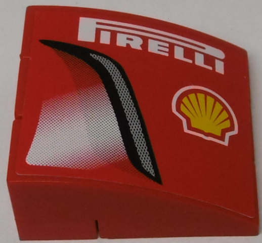Stickered Assembly 3 x 3 x 1 with 'PIRELLI', Shell Logo and Intake Pattern Model Right Side (Sticker) - Set 8143 - 3 Slope, Curved 3 x 1, 1 Plate 1 x 3