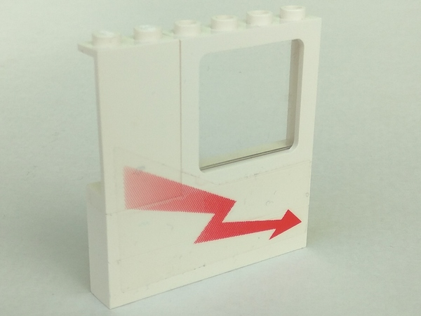 Stickered Assembly 6 x 1 x 5 with Red Arrow Pattern Model Right Side (Sticker) - Set 5561 - 2 Brick 1 x 6, 1 Panel 1 x 2 x 3, 1 Window 1 x 4 x 3