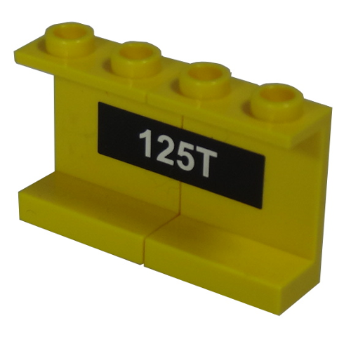 Stickered Assembly 4 x 1 x 2 with White '125T' in Black Pattern (Sticker) - Set 10170 - 2 Panel 1 x 2 x 2