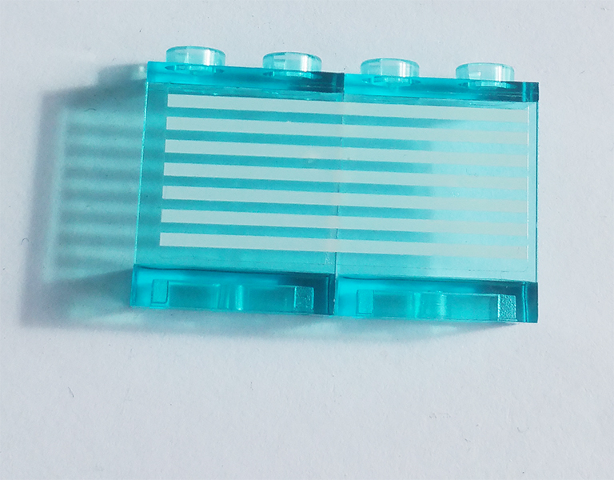 Stickered Assembly 4 x 1 x 2 with 7 Horizontal White Stripes Pattern (Sticker) - Set 7890 - 2 Panel 1 x 2 x 2