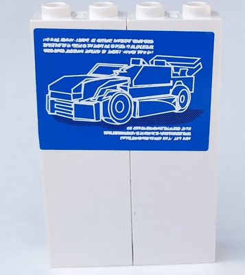 Stickered Assembly 4 x 1 x 5 with Blue and Black Car Posters Pattern on Both Sides (Stickers) - Set 8681 - 2 Brick 1 x 2 x 5