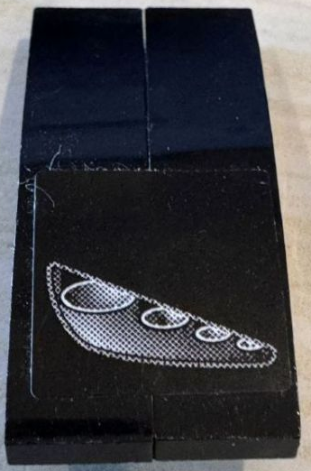 Stickered Assembly 4 x 2 x 1 with Car Headlight Pattern Model Right Side (Sticker) - Set 8161 - 2 Slope Curved 4 x 1