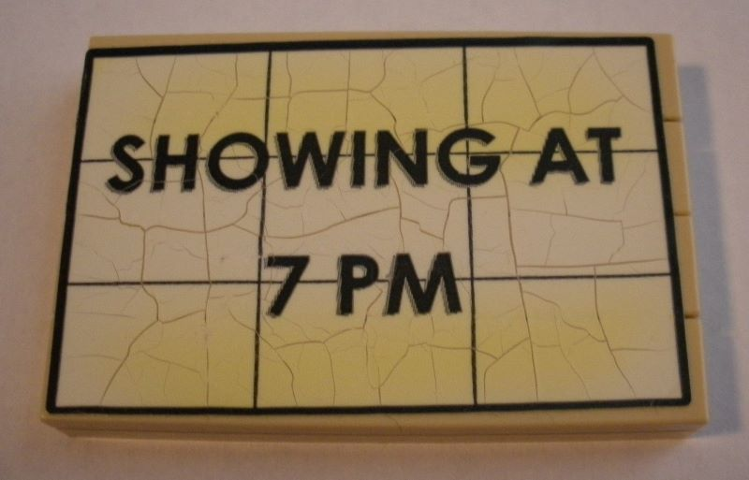 Stickered Assembly 6 x 4 x 2/3 with 'SHOWING AT 7 PM' Pattern (Sticker) - Set 10184 - 1 Plate 4 x 6, 4 Tile 1 x 6