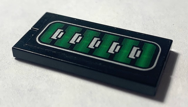 Stickered Assembly 4 x 2 with Green and Silver Vent Pattern (Sticker) - Set 7702 - 2 Tile 1 x 4