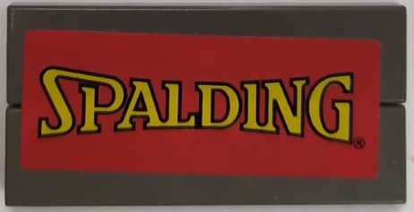 Stickered Assembly 4 x 2 with Yellow 'SPALDING' on Red Background Pattern (Sticker) - Set 3432 - 2 Tile 1 x 4
