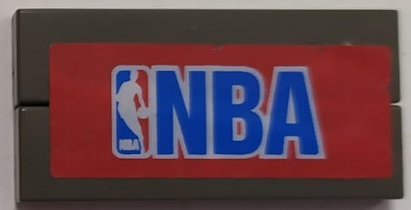 Stickered Assembly 4 x 2 with Blue 'NBA' and Logo on Red Background Pattern (Sticker) - Set 3432 - 2 Tile 1 x 4