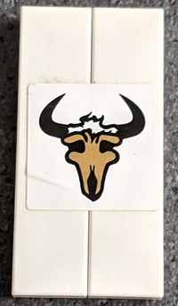 Stickered Assembly 4 x 2 with Cow Skull with Horns Pattern (Sticker) - Set 8147 - 2 Tile 1 x 4