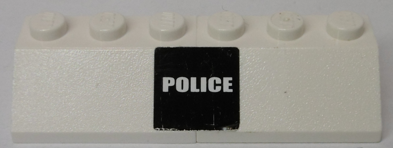 Stickered Assembly 6 x 2 x 1 with 'POLICE' on Black Background Pattern (Sticker) - Set 7245 - 2 Slope 45 2 x 3