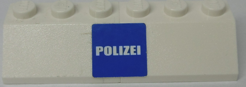 Stickered Assembly 6 x 2 x 1 with 'POLIZEI' on Blue Background Pattern (Sticker) - Set 7245 - 2 Slope 45 2 x 3