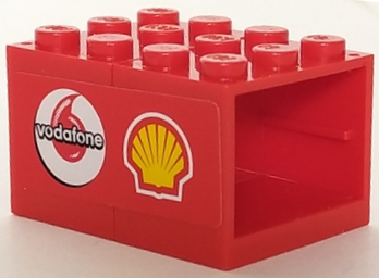 Stickered Assembly 4 x 3 x 2 with Shell and Vodafone Logos Pattern Model Right Side (Sticker) - Set 8672 - 2 Container, Cupboard 2 x 3 x 2 - Solid Studs