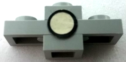 Stickered Assembly 3 x 1 x 1 with White Circle with Black Border Headlight Pattern (Sticker) - Set 673 - 1 Plate 1 x 3, 2 Plate 1 x 1