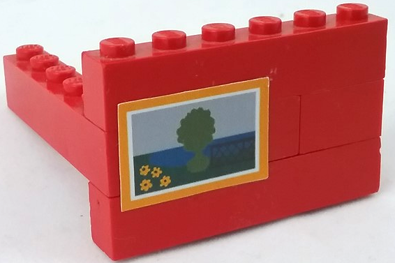 Stickered Assembly 6 x 6 x 3 with Fence, Flowers, and Tree Painting Pattern (Sticker) - Set 6370 - 3 Brick 1 x 6, 1 Brick 1 x 2, 1 Brick 1 x 1, 1 Slope Inverted 45 2 x 2