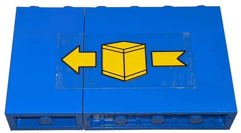 Stickered Assembly 6 x 1 x 3 with Yellow Box and Arrow Pattern Model Left Side (Sticker) - Set 6361 - 1 Panel 1 x 4 x 3 - Solid Studs, 1 Panel 1 x 2 x 3 - Solid Studs