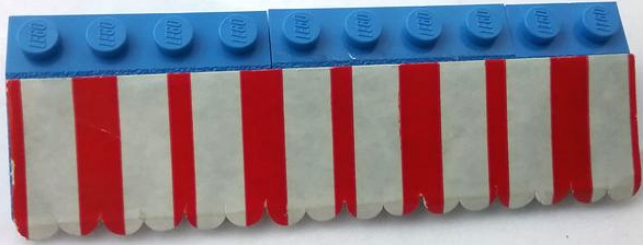 Stickered Assembly 10 x 3 x 1 with Red and White Stripes Awning Pattern (Sticker) - Set 361-1 - 2 Slope 33 3 x 4, 1 Slope 33 3 x 2