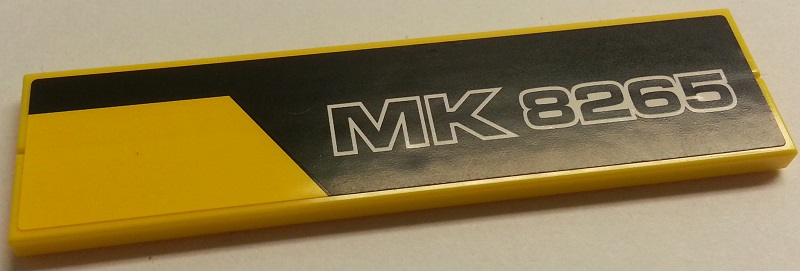 Stickered Assembly 8 x 2 with Black Line and 'MK 8265' Pattern Model Left Side (Sticker) - Set 8265 - 2 Tile 1 x 8