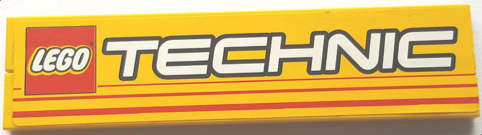 Stickered Assembly 8 x 2 with LEGO TECHNIC Logo and Red Stripes Pattern (Sticker) - Set 8457 - 2 Tile 1 x 8