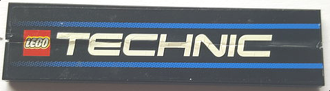 Stickered Assembly 8 x 2 with LEGO TECHNIC Logo and Blue Stripes Pattern (Sticker) - Set 8458 - 2 Tile 1 x 8