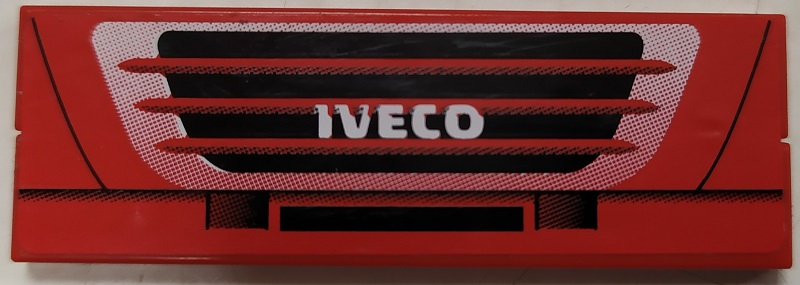 Stickered Assembly 6 x 2 with White 'IVECO', Black and White Grille Pattern (Sticker) - Set 8654 - 2 Tile 1 x 6