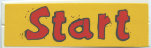 Stickered Assembly 6 x 2 with Red 'Start' on Yellow Background Pattern (Sticker) - Set 4982 - 2 Tile 1 x 6