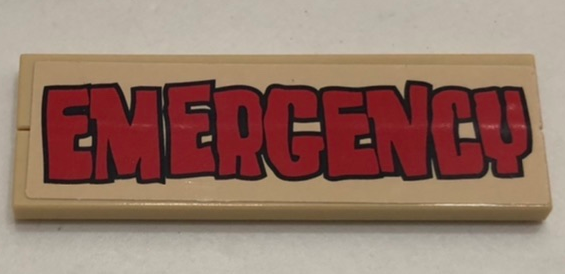 Stickered Assembly 6 x 2 with Red 'EMERGENCY' Pattern (Sticker) - Set 3832 - 2 Tile 1 x 6