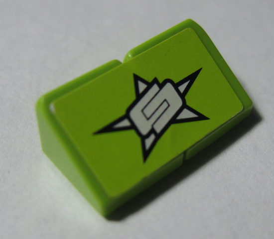 Stickered Assembly 2 x 1 x 2/3 with Stylized White 'CC' on Star Pattern (Sticker) - Set 8681 - 2 Slope 30 1 x 1 x 2/3