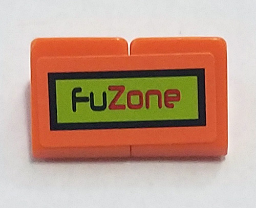 Stickered Assembly 2 x 1 x 2/3 with Black and Red 'FuZone' on Lime Rectangle with Border Pattern (Sticker) - Set 8125 - 2 Slope 30 1 x 1 x 2/3