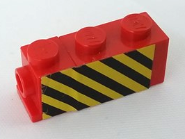 Stickered Assembly 3 x 1 x 1 with Black and Yellow Danger Stripes Pattern on Left Side (Sticker) - Set 7720 - 1 Brick, Modified 1 x 1 with Headlight, 1 Brick 1 x 2