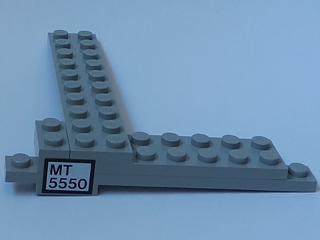 Stickered Assembly 10 x 10 x 1 1/3 with 'MT 5550' Pattern (Sticker) - Set 5550 - 2 Plate 1 x 2, 1 Plate 1 x 10, 1 Plate 2 x 8, 1 Plate 2 x 10