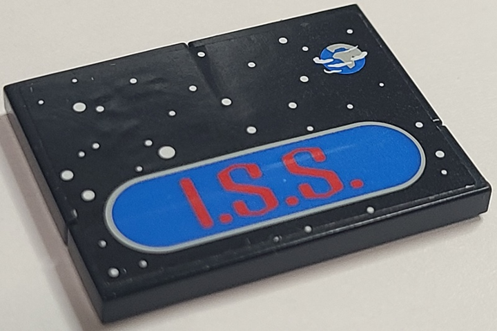 Stickered Assembly 4 x 3 with 'I.S.S.' Logo on Space and Earth Background Pattern (Sticker) - Set 7467 - 2 Tile 2 x 2, 1 Tile 1 x 4