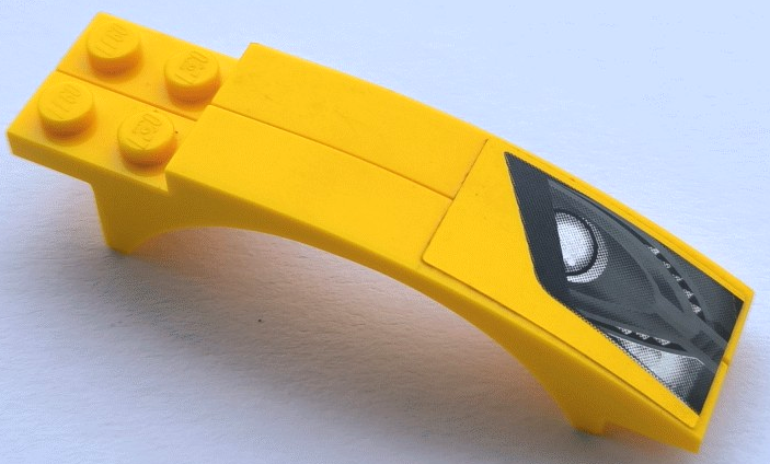 Stickered Assembly 8 x 2 x 1 2/3 with Lamborghini Gallardo Headlight Pattern Model Left Side (Sticker) - Set 8169 - 2 Slope, Curved 8 x 1 x 1 2/3 with Arch and 2 Recessed Studs