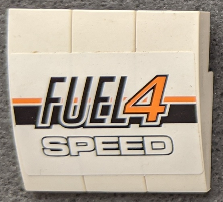 Stickered Assembly 3 x 3 x 1 with 'Fuel 4 Speed' on White Background Pattern (Sticker) - Set 8147 - 3 Slope, Curved 3 x 1