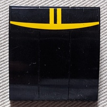 Stickered Assembly 3 x 3 x 1 with Yellow Curved Line and Stripes on Black Background Pattern (Sticker) - Set 8135 - 3 Slope, Curved 3 x 1