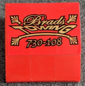 Stickered Assembly 3 x 3 x 1 with 'Brads TOWING 730-108' on Red Background Pattern (Sticker) - Set 8147 - 3 Slope, Curved 3 x 1