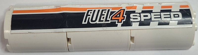 Stickered Assembly 4 x 2 x 12 with 'Fuel 4 Speed' Pattern Model Left Side (Sticker) - Set 8147 - 3 Cylinder Half 2 x 4 x 4
