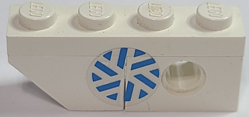 Stickered Assembly 4 x 1 x 1 1/3 with Arctic Logo Pattern Model Right Side (Sticker) - Set 8640 - 1 Slope 45 2 x 1, 1 Plate 1 x 4, 1 Technic 1 x 2