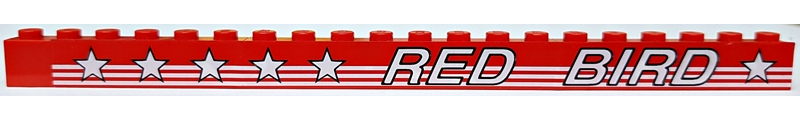 Stickered Assembly 20 x 1 x 1 with White 'RED BIRD' with Stars and Stripes Pattern Model Left Side (Sticker) - Set 5591 - 2 Brick 1 x 6, 1 Brick 1 x 8