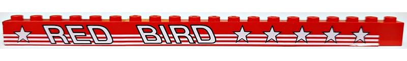 Stickered Assembly 20 x 1 x 1 with White 'RED BIRD' with Stars and Stripes Pattern Model Right Side (Sticker) - Set 5591 - 2 Brick 1 x 6, 1 Brick 1 x 8
