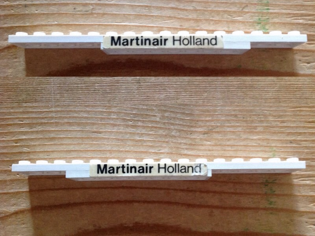 Stickered Assembly 16 x 2 x 2/3 with Black 'Martinair Holland' Pattern on Both Sides (Stickers) - Set 1611-2 - 3 Plate 2 x 8