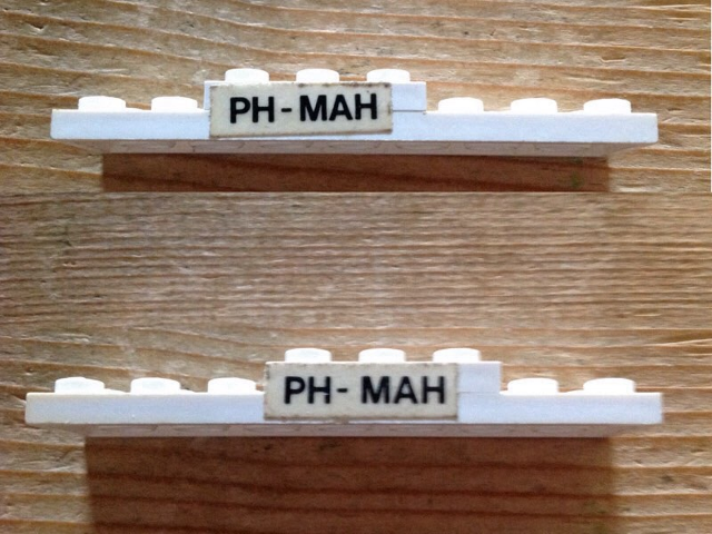 Stickered Assembly 8 x 2 x 2/3 with Black 'PH-MAH' Pattern on Both Sides (Stickers) - Set 1611-2 - 1 Plate 2 x 3, 1 Plate 2 x 8