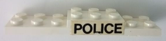 Stickered Assembly 8 x 2 x 2/3 with Black 'POLICE' Pattern on Both Sides (Stickers) - Sets 600-2 / 6600-1 - 1 Plate 2 x 3, 1 Plate 2 x 8