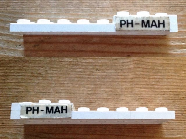 Stickered Assembly 8 x 2 x 2/3 with Black 'PH-MAH' Pattern on Both Sides (Stickers) - Set 1610-2 - 1 Plate 2 x 2, 1 Plate 2 x 8, 1 Plate, Modified 1 x 2 with 1 Stud without Groove (Jumper)