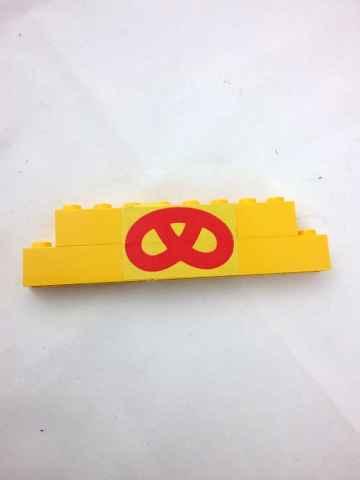 Stickered Assembly 10 x 1 x 2 with Red Pretzel Pattern (Sticker) - Set 361-1 - 1 Brick 1 x 4, 1 Brick 1 x 6, 1 Brick 1 x 8