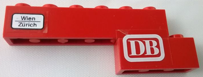 Stickered Assembly 7 x 1 x 2 with White 'DB' and 'Wien Zürich' Pattern Left (Stickers) - Set 7820 - 1 Brick 1 x 3, 1 Brick 1 x 6