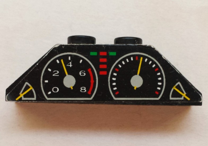 Stickered Assembly 4 x 1 x 1 with Gauges Tachometer and Speedometer Pattern (Sticker) - Set 8880 - 2 Slope 45 2 x 1