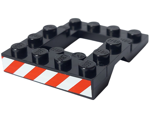 Stickered Assembly 5 x 4 x 2/3 with Red and White Danger Stripes Pattern (Sticker) - Set 6385 - 1 Vehicle, Base 4 x 5, 1 Plate 1 x 4