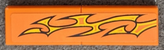 Stickered Assembly 4 x 1 with Yellow Flames Pattern Model Left Side (Sticker) - Set 8135 - 2 Tile 1 x 2