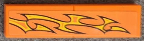 Stickered Assembly 4 x 1 with Yellow Flames Pattern Model Right Side (Sticker) - Set 8135 - 2 Tile 1 x 2